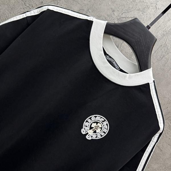 CHROME HEARTS クロムハーツ バックグラフィック 半袖Tシャツ ラインデザイン クルーネック オーバーサイズ
