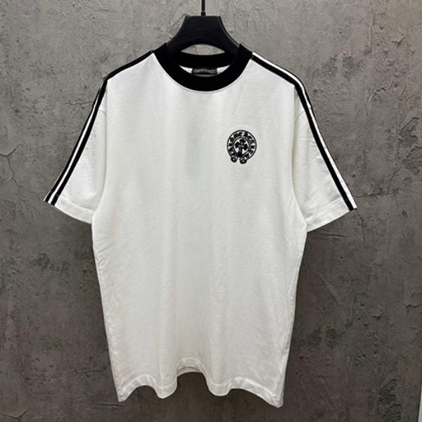 CHROME HEARTS クロムハーツ バックグラフィック 半袖Tシャツ ラインデザイン クルーネック オーバーサイズ