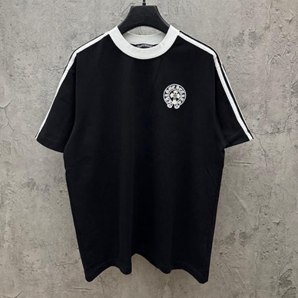 CHROME HEARTS クロムハーツ バックグラフィック 半袖Tシャツ ラインデザイン クルーネック オーバーサイズ