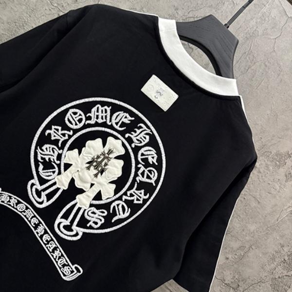 CHROME HEARTS クロムハーツ バックグラフィック 半袖Tシャツ ラインデザイン クルーネック オーバーサイズ