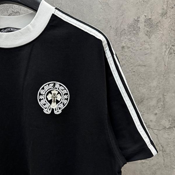 CHROME HEARTS クロムハーツ バックグラフィック 半袖Tシャツ ラインデザイン クルーネック オーバーサイズ