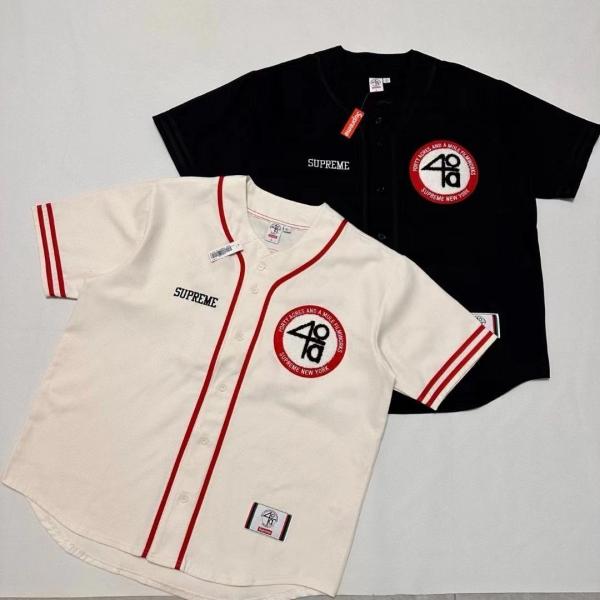 Supreme シュプリーム 40 Acres Baseball Jersey ベースボールシャツ ワッペン刺繍 ナンバーロゴ オーバーサイズ