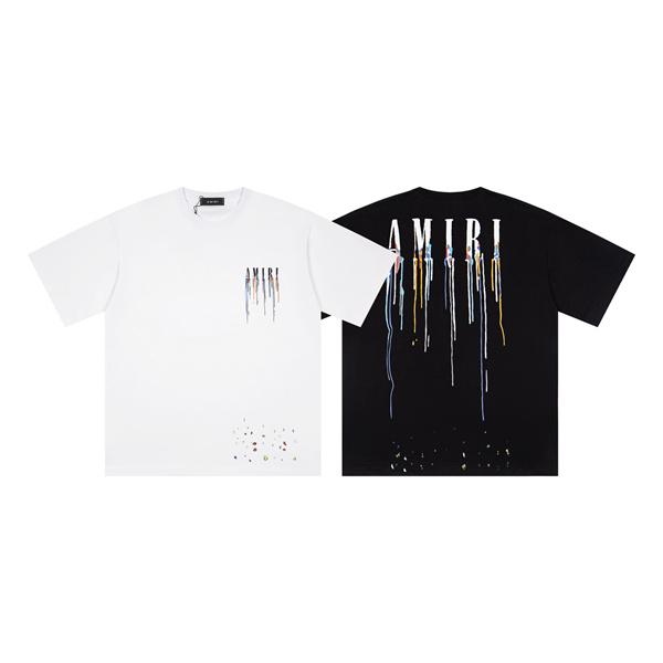 AMIRI アミリ コピー Tシャツ ペイントグラフィック メンズ 半袖 2026話題 ロゴ主役 ストリート映え ゆったり 人気急上昇