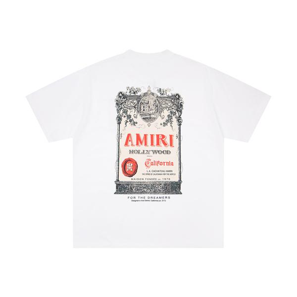 AMIRI アミリ コピー Tシャツ ポスターグラフィック メンズ 半袖 バックプリント アートラベル柄 春夏コーデ 上質カジュアル 注目トップス