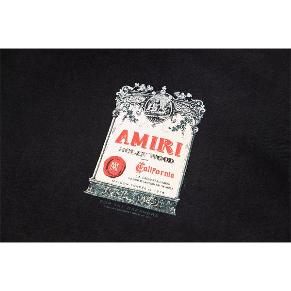 AMIRI アミリ コピー Tシャツ ポスターグラフィック メンズ 半袖 バックプリント アートラベル柄 春夏コーデ 上質カジュアル 注目トップス