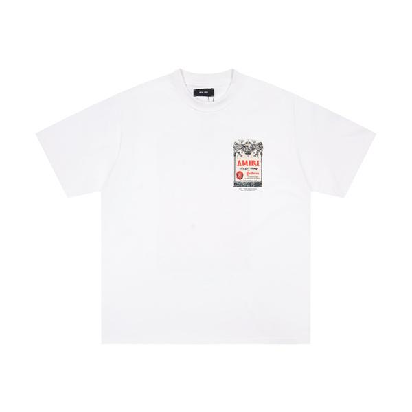 AMIRI アミリ コピー Tシャツ ポスターグラフィック メンズ 半袖 バックプリント アートラベル柄 春夏コーデ 上質カジュアル 注目トップス
