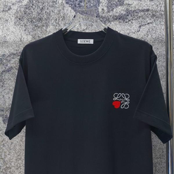 LOEWE コピー ロエベ ハートアナグラム刺繍 半袖Tシャツ ワンポイントデザイン リラックスフィット 2026新作 人気トップス