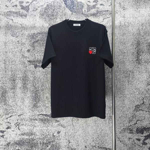 LOEWE コピー ロエベ ハートアナグラム刺繍 半袖Tシャツ ワンポイントデザイン リラックスフィット 2026新作 人気トップス