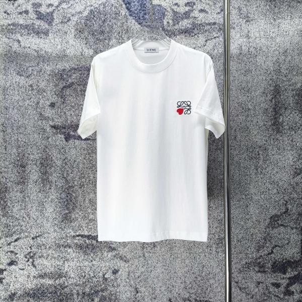 LOEWE コピー ロエベ ハートアナグラム刺繍 半袖Tシャツ ワンポイントデザイン リラックスフィット 2026新作 人気トップス