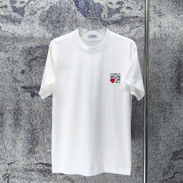 LOEWE コピー ロエベ ハートアナグラム刺繍 半袖Tシャツ ワンポイントデザイン リラックスフィット 2026新作 人気トップス