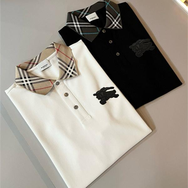 ロゴ刺繍 チェック襟デザイン 大人カジュアル 清潔感コーデ BURBERRY バーバリー コピー ポロシャツ 注目