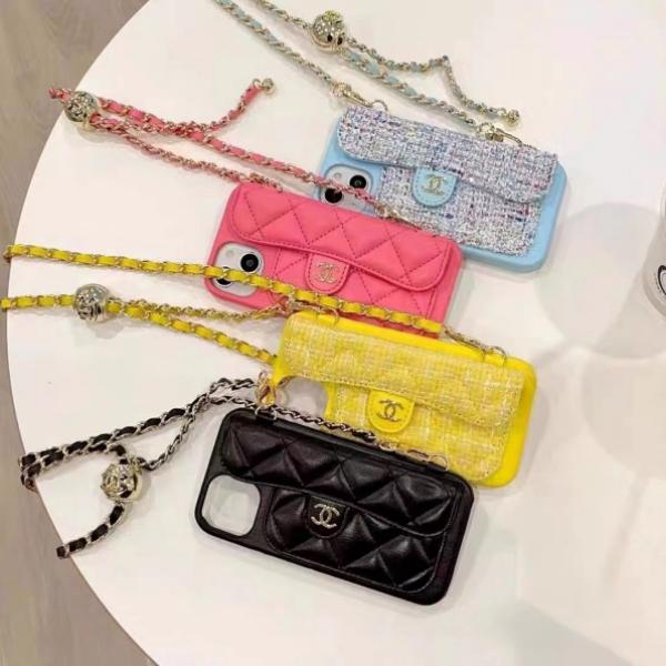 CHANEL コピー シャネル コピー チェーンストラップ付きスマホケース カード収納 ショルダー対応 ツイード調