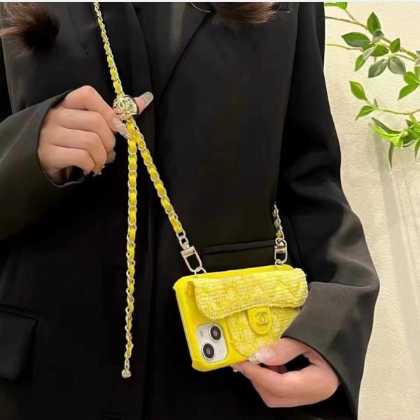 CHANEL コピー シャネル コピー チェーンストラップ付きスマホケース カード収納 ショルダー対応 ツイード調
