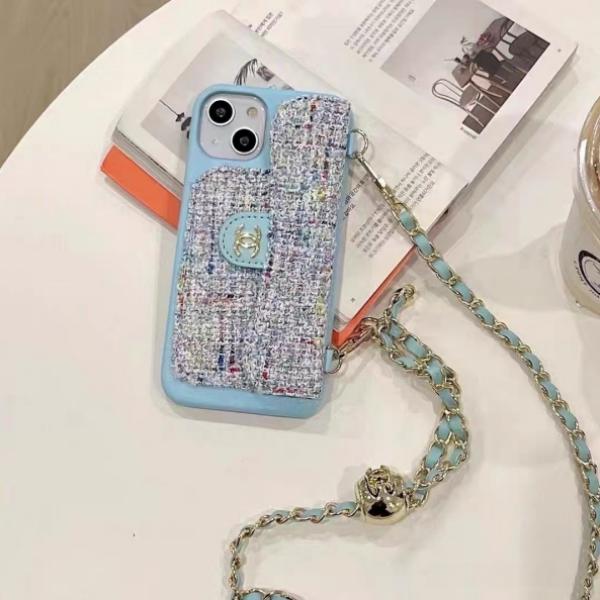 CHANEL コピー シャネル コピー チェーンストラップ付きスマホケース カード収納 ショルダー対応 ツイード調