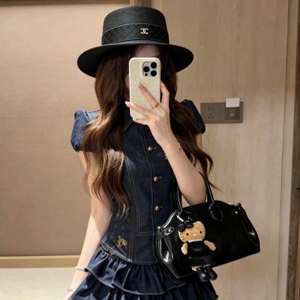 CHANEL シャネル風 カンカン帽 レディース つば広ハット 小顔見え 上品リボンデザイン 日差し対策 人気アイテム