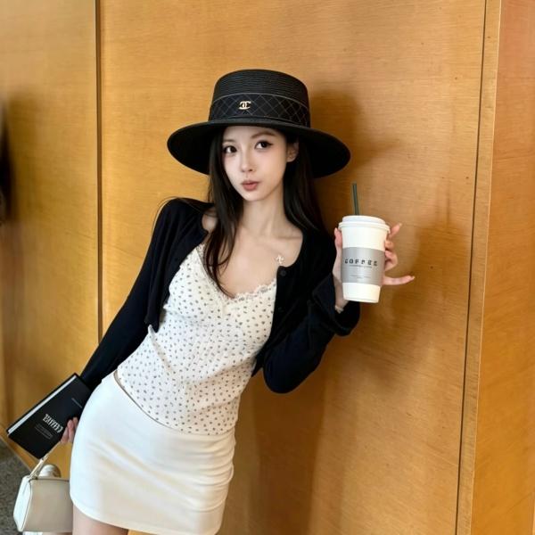 CHANEL シャネル風 カンカン帽 レディース つば広ハット 小顔見え 上品リボンデザイン 日差し対策 人気アイテム
