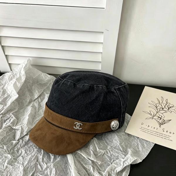 CHANEL シャネル風 デニムキャスケット レディース 配色ブリム 小顔見え カジュアルモード こなれ感 キャップ 人気アイテム
