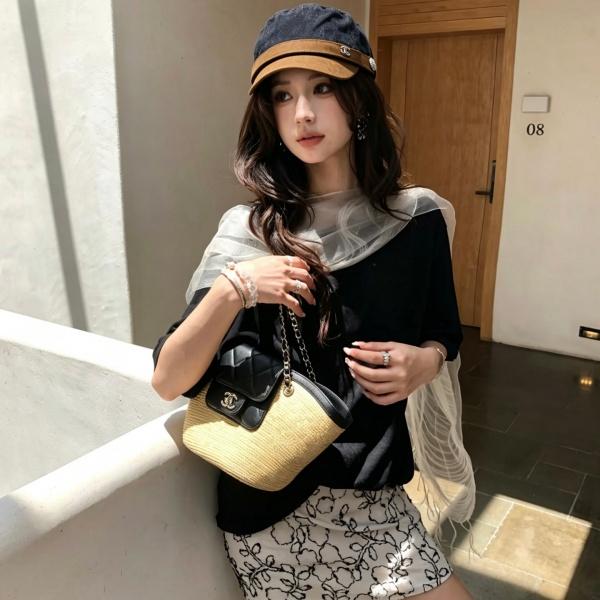 CHANEL シャネル風 デニムキャスケット レディース 配色ブリム 小顔見え カジュアルモード こなれ感 キャップ 人気アイテム
