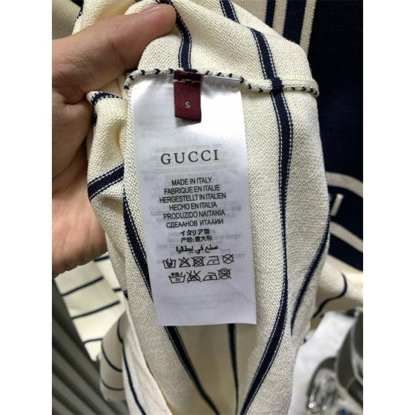 ボーダー柄 ニット調 襟付き GUCCI グッチ コピー 半袖ポロシャツ ロゴ刺繍 きれいめカジュアル 着映えトップス 売れ筋候補