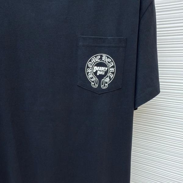 Chrome Hearts クロムハーツ Deadly Doll 半袖Tシャツ 胸ポケットデザイン バックプリント 主役級 オーバーサイズ 人気上昇中 ストリート系 男女兼用