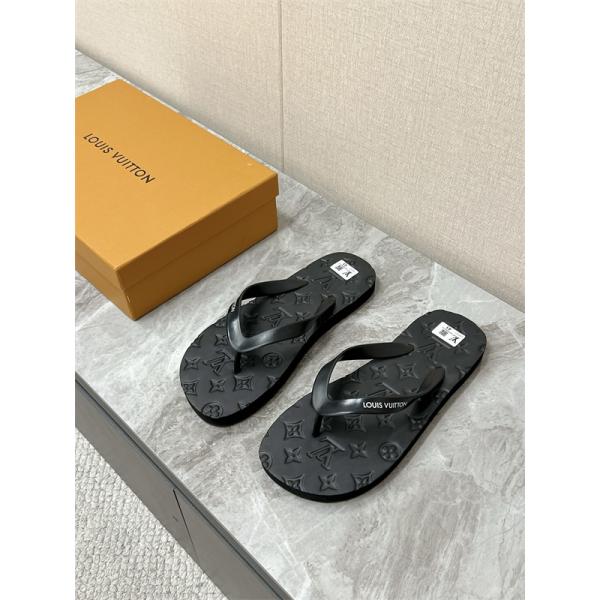 2026春夏最新 カップル向けビーチサンダルルイヴィトンコピーユニセックス黒色ホワイト色LOUIS VUITTON