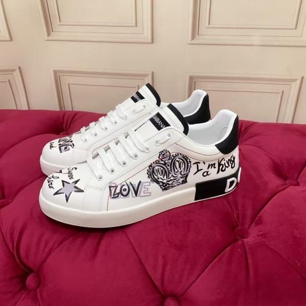 DOLCE&GABBANA コピー グラフィティアート ローカットスニーカー クラウン装飾 ストリート人気