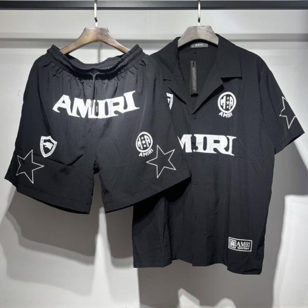 AMIRI コピー サッカーシャツセットアップ 半袖シャツ ショートパンツ 上下セット スポーツミックス 主役級 2026新作