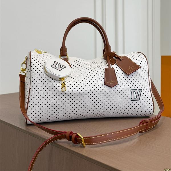 ドットデザイン 旅行バッグ 定番人気 レザートリム LOUIS VUITTON ルイヴィトン コピー バッグ 大容量スタイル