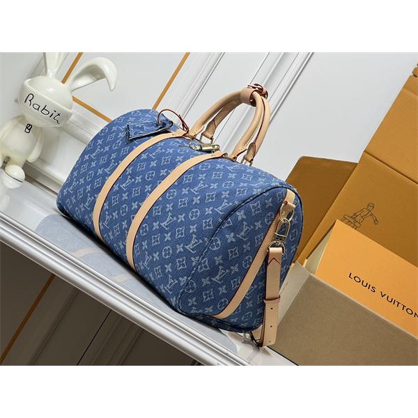 LOUIS VUITTON ルイヴィトン コピー バッグ ロゴ総柄 今季注目 デニム調デザイン ダッフルスタイル 出張対応
