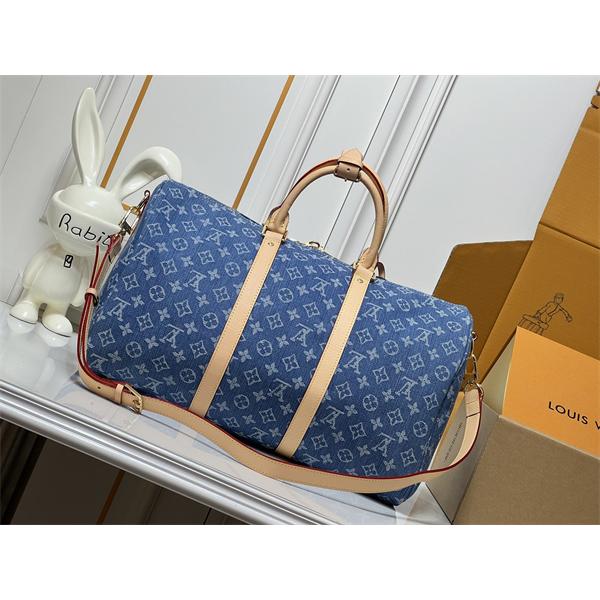 LOUIS VUITTON ルイヴィトン コピー バッグ ロゴ総柄 今季注目 デニム調デザイン ダッフルスタイル 出張対応