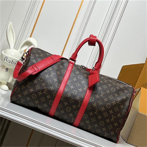 モノグラム 話題入り レッドアクセント LOUIS VUITTON ルイヴィトン コピー バッグ キーポル風 旅行対応 大容量スタイル
