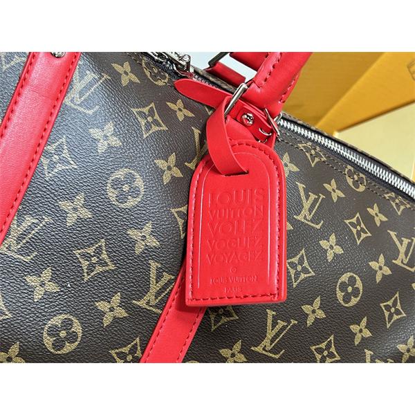 モノグラム 話題入り レッドアクセント LOUIS VUITTON ルイヴィトン コピー バッグ キーポル風 旅行対応 大容量スタイル