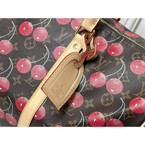 チェリー柄 選ばれやすい ダッフルスタイル 大容量 トラベル対応 LOUIS VUITTON ルイヴィトン コピー バッグ
