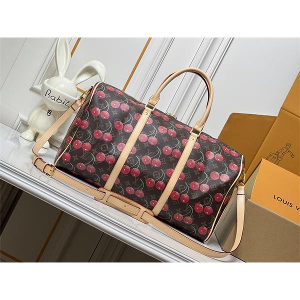 チェリー柄 選ばれやすい ダッフルスタイル 大容量 トラベル対応 LOUIS VUITTON ルイヴィトン コピー バッグ