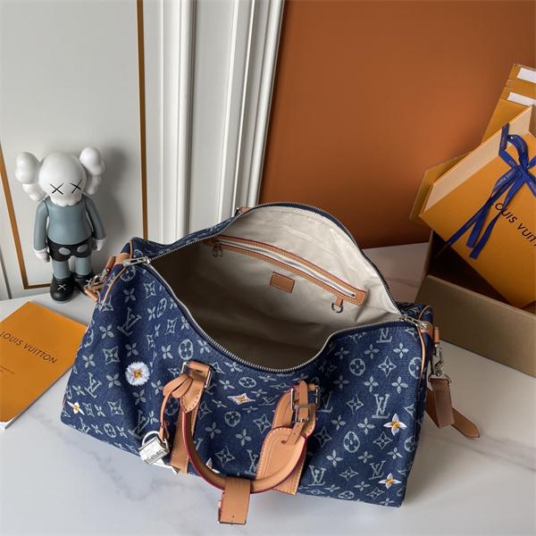 モノグラム 人気上昇中 デニム風ブルー LOUIS VUITTON ルイヴィトン コピー バッグ キーポル風 旅行対応 大容量