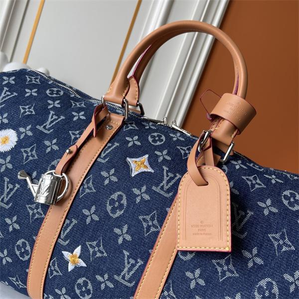 モノグラム 人気上昇中 デニム風ブルー LOUIS VUITTON ルイヴィトン コピー バッグ キーポル風 旅行対応 大容量