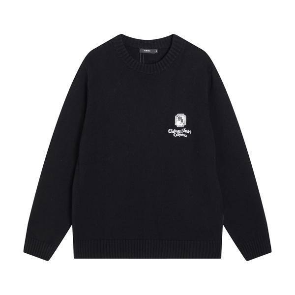 ロゴ刺繍ミニマルデザイン クルーネック すっきり見え AMIRI アミリ コピー セーター デイリー映え 上質ベーシック