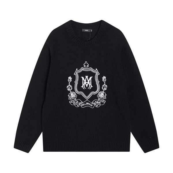 クラシックエンブレム刺繍 クルーネック モードクラシカル AMIRI アミリ コピー ニット こなれ見え 上質ストリート