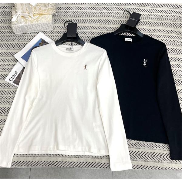 Saint Laurent サンローラン 長袖ｔシャツコピー2026人気おしゃれユニセックス黒色ホワイト色