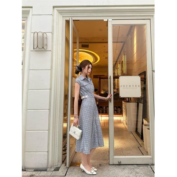 人気上昇 グレーモノグラムワンピース ノースリーブ風 LOUIS VUITTON ルイヴィトン コピー ワンピース ウエストマーク きれいめスタイル
