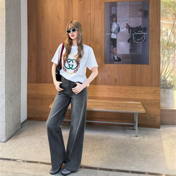 ロゴプリントTシャツ チェーンデザイン 大人気 GUCCI グッチ コピー Tシャツ カジュアルストリート 2026新作