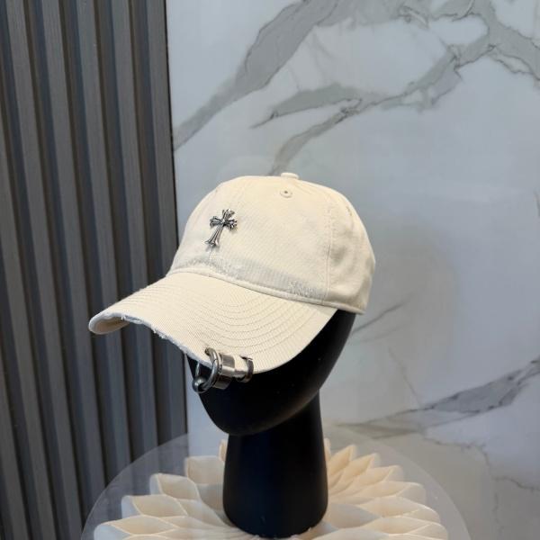 Chrome Hearts クロムハーツ 2026新作 クロスモチーフヴィンテージダメージベースボールキャップ メタルリング付き ユニセックス 人気
