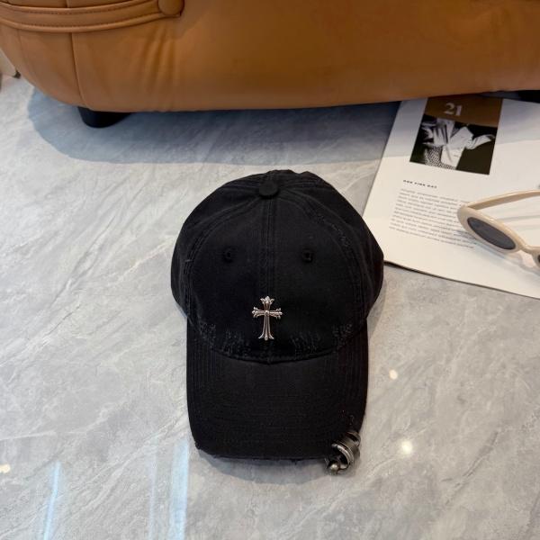 Chrome Hearts クロムハーツ 2026新作 クロスモチーフヴィンテージダメージベースボールキャップ メタルリング付き ユニセックス 人気