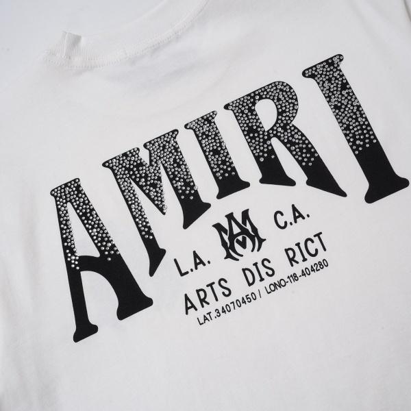 AMIRI アミリ 2026新作 ラインストーン ロゴプリント 半袖Tシャツ コットン クルーネック オーバーサイズ 人気