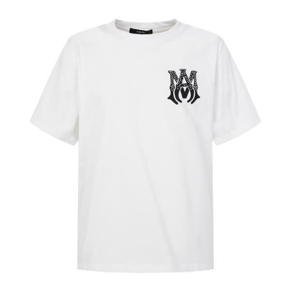 AMIRI アミリ 2026新作 ラインストーン ロゴプリント 半袖Tシャツ コットン クルーネック オーバーサイズ 人気