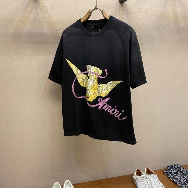 AMIRI アミリ 2026新作 バードグラフィック 半袖Tシャツ ヘビーウェイト コットン オーバーサイズ ユニセックス
