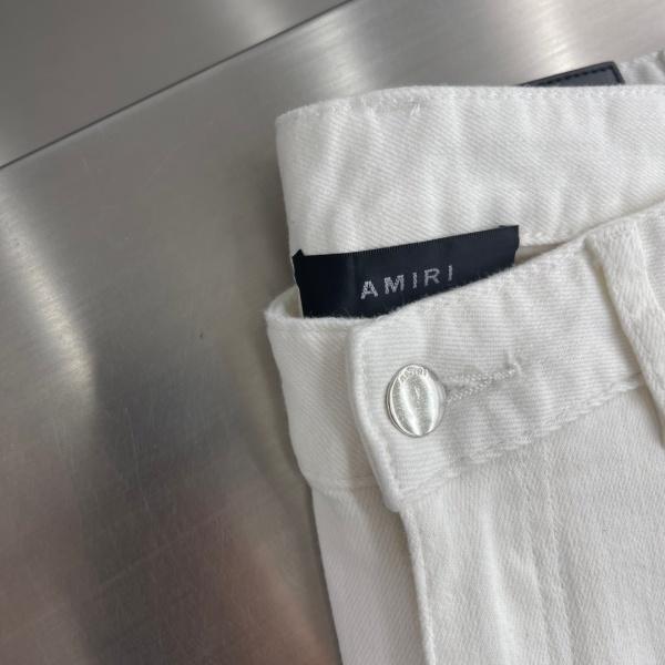 AMIRI アミリ 2026新作 ダメージ ホワイトデニムパンツ ストレッチ スリムフィット ジーンズ メンズ