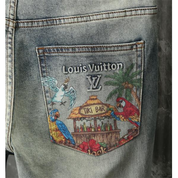 アート刺繍デニムパンツ ライトカラー 着回し対応 LOUIS VUITTON ルイヴィトン コピー デニムパンツ 再入荷おすすめ