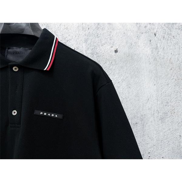 半袖ポロシャツ ホワイト 襟ラインデザイン クールビズ対応 PRADA