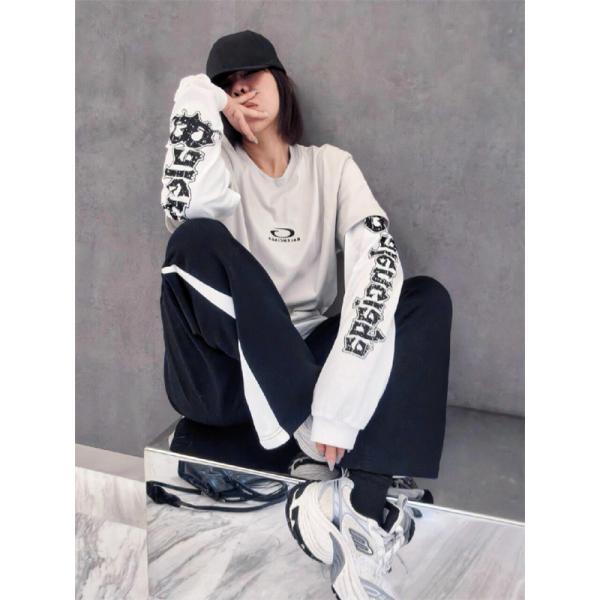 ロゴスリーブTシャツ レイヤード仕様 ルーズフィット BALENCIAGA バレンシアガ コピー Tシャツ デイリー対応 ストリート人気